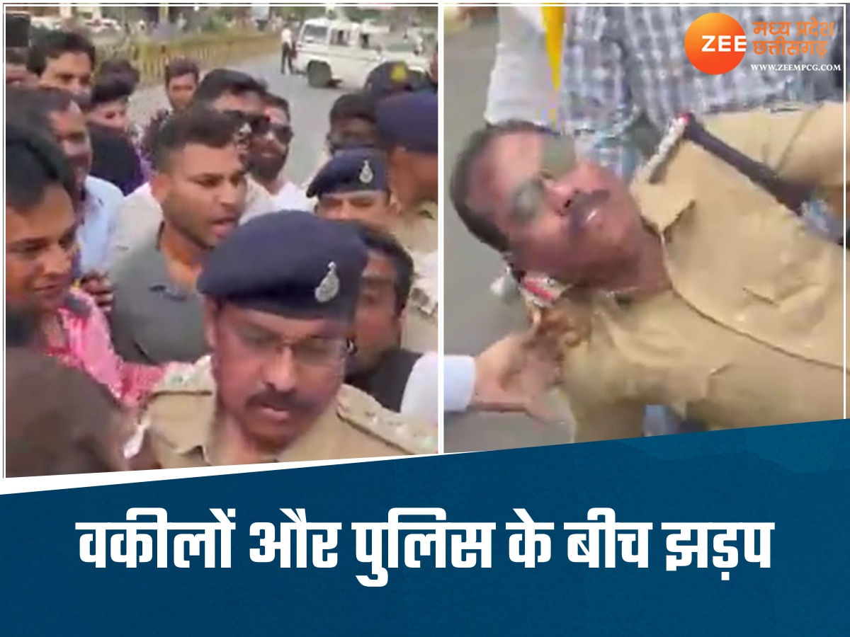 इंदौर में वकीलों का हंगामा, टीआई जितेंद्र यादव को दौड़ा-दौड़ा कर पीटा, पुलिसकर्मियों को खदेड़ा
