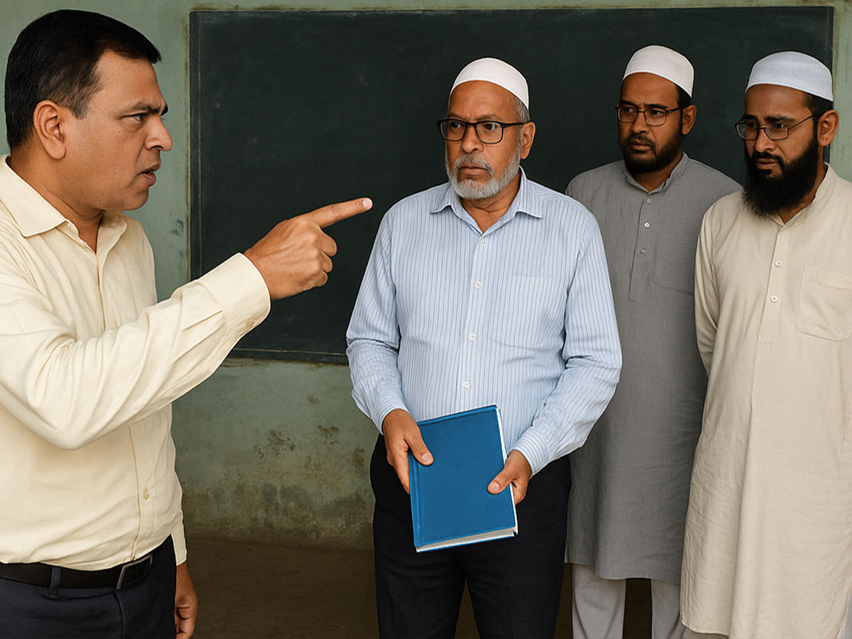 मदरसे में फर्जी हाजिरी लगा रहे थे प्रिंसिपल और कई टीचर, अफसरों के पांव से खिसकी जमीन! मदरसे में फर्जी हाजिरी लगा रहे थे प्रिंसिपल और कई टीचर, अफसरों के पांव से खिसकी जमीन!