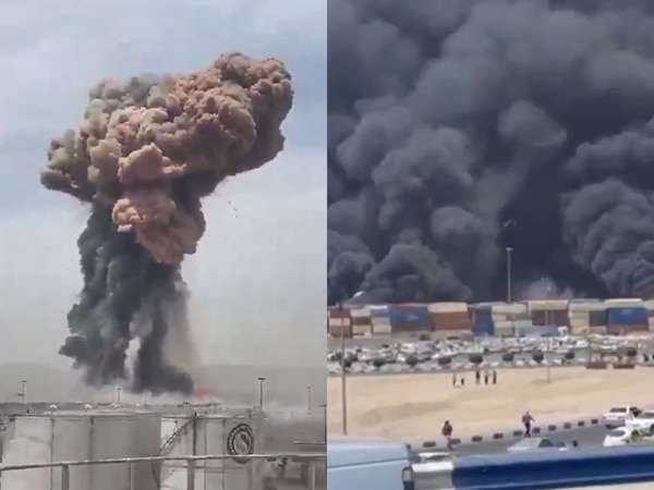 विस्फोट के बाद मौके से उठता धुआं