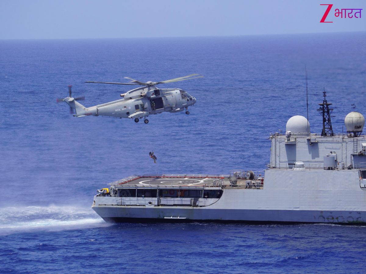 उत्तरी अरब सागर में उतरीं भारत और यूके की नौसेनाएं, किया संयुक्त अभ्यास, समुद्र में INS Tabar की धमक