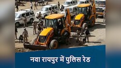 नवा रायपुर में NRDA की जमीन पर अवैध मुरूम खनन, पुलिस रेड में 7 JCB-11 हाईवा जब्त