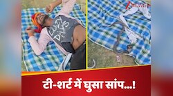 शख्स की टी-शर्ट में घुसा सांप, वीडियो बनाने वाले ने पूछा- काट लिया क्या...? फिर...