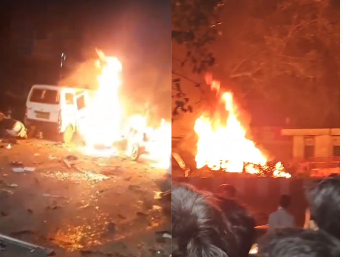 चलती कार के बोनट पर गिरा शख्स