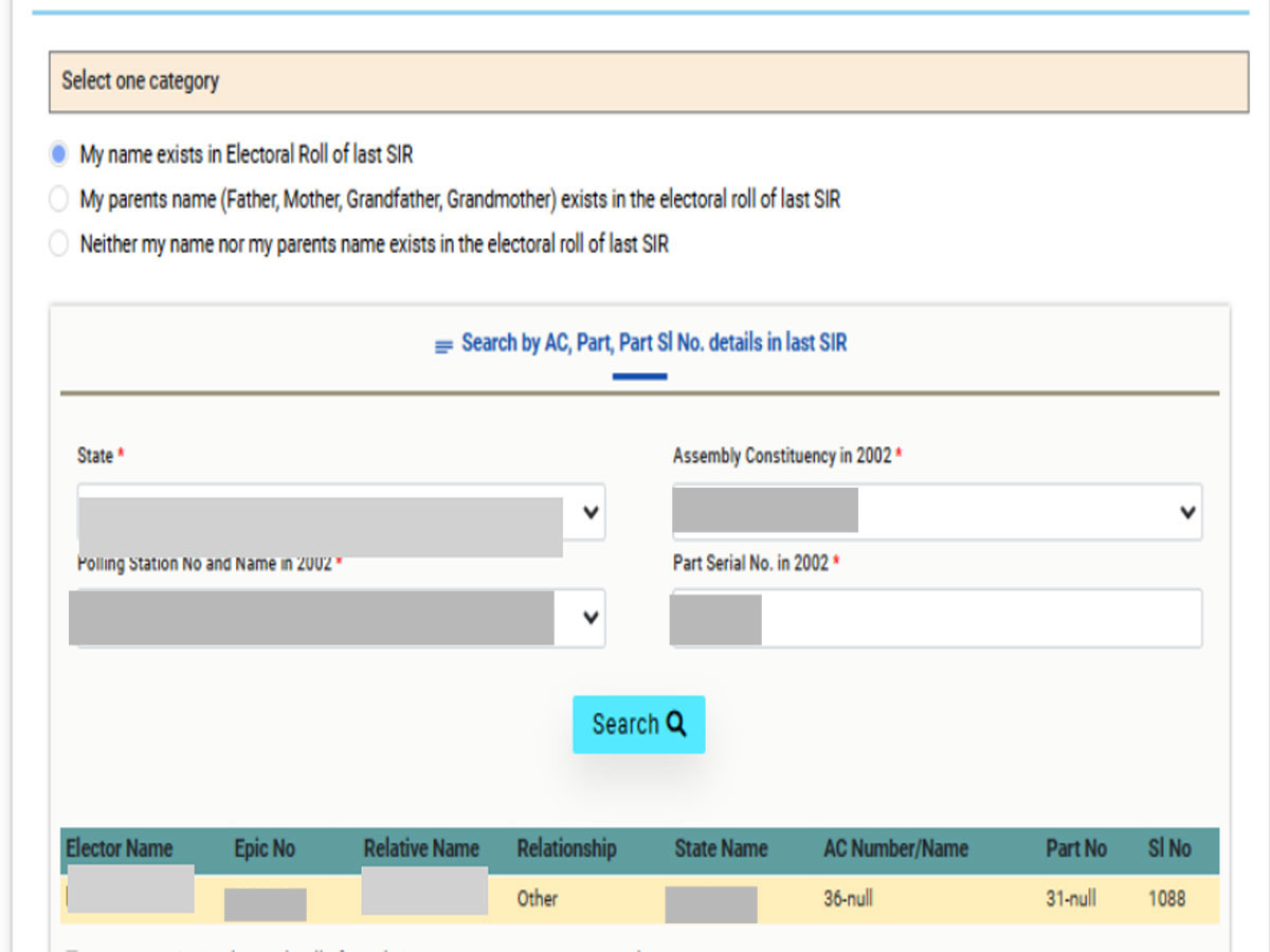 Sir Form Example SIR Form filling Your and parents name missing from 2003 voter list ...