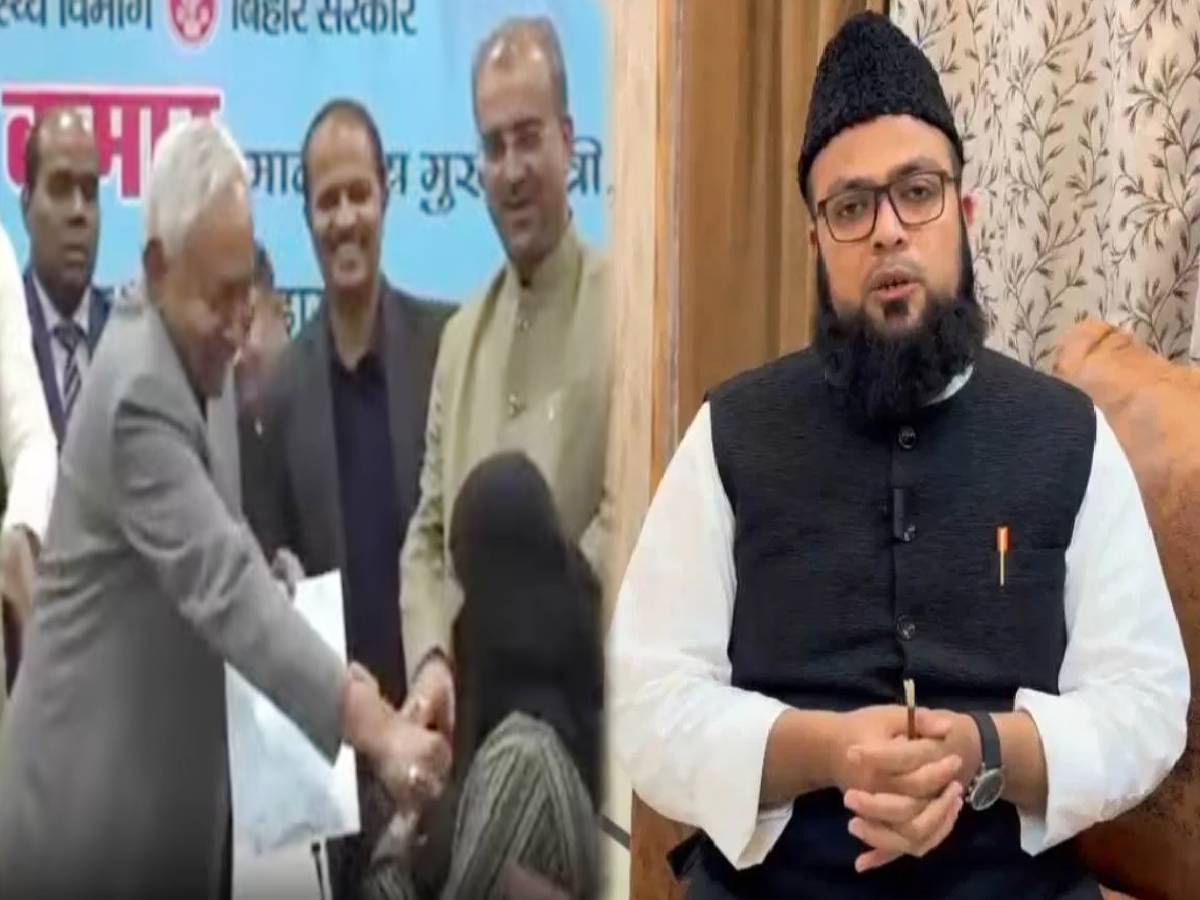 Nitish Kumar DR Nusrat Parveen Hijab pull down Incident Maulana Gora ...