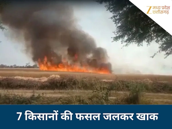 सतना में भीषण अग्नि-कांड! हाईटेंशन लाइन से गिरी चिंगारी, 7 किसानों की 12 एकड़ फसल जलकर राख