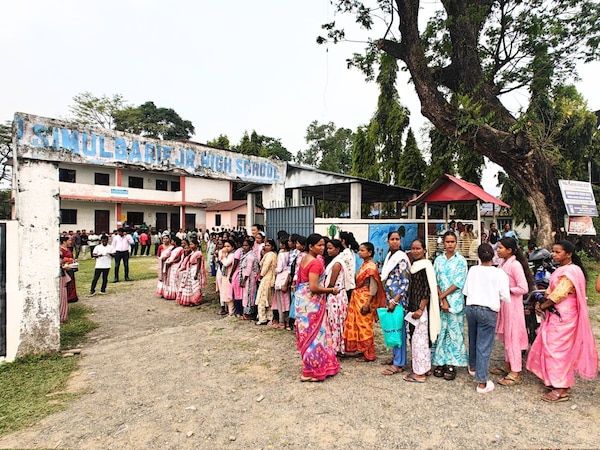 Lines at a polling booth in Bengal.