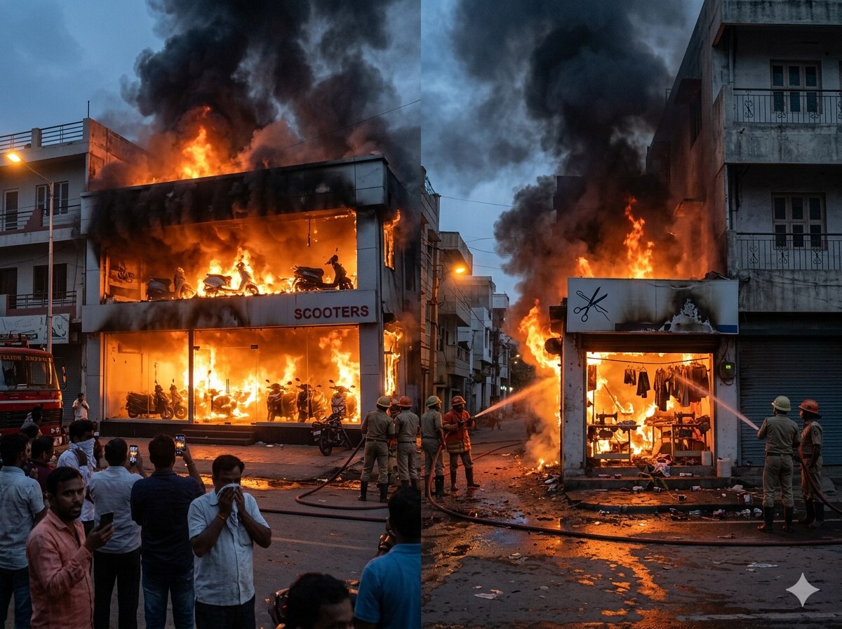 e scooty showroom and tailor shop caught fire in agra fire in slums of ...