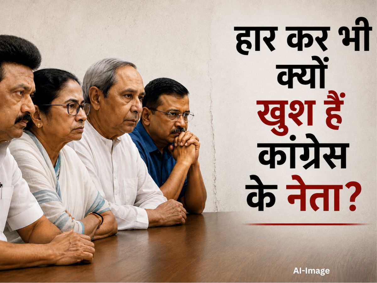 विधानसभा चुनावों में हार कर भी क्यों खुश हैं कांग्रेस के नेता? (AI- Image) विधानसभा चुनावों में हार कर भी क्यों खुश हैं कांग्रेस के नेता? (AI- Image)