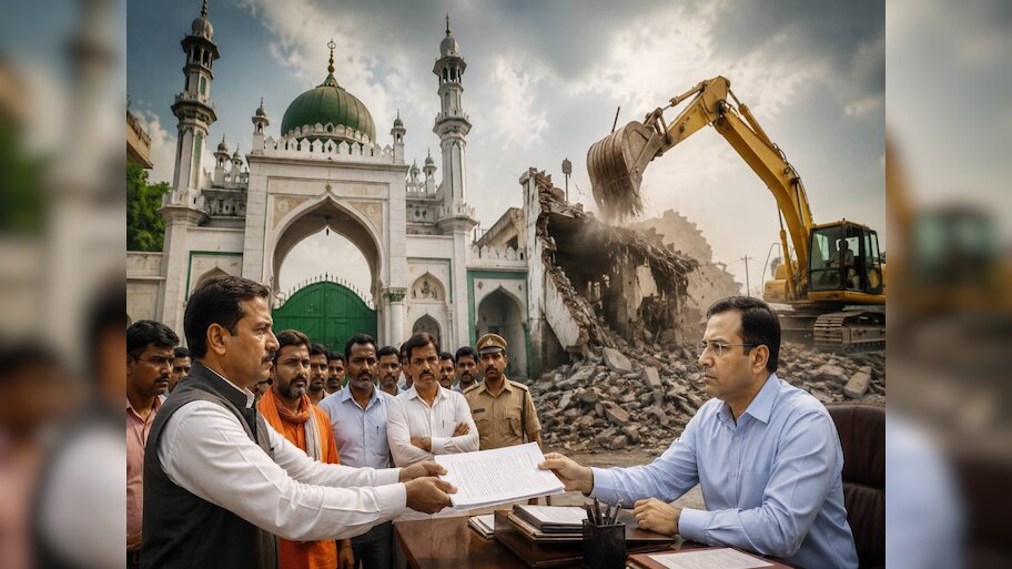 बदायूं में आरफीन मस्जिद और गेट पर घमासान; अवैध निर्माण बताकर कार्रवाई की उठी मांग