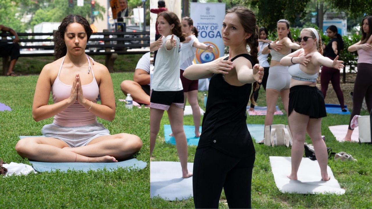 International Yoga Day 12th international yoga day celebrations in us Yoga Day Yoga in Washington IDY USA | टाइम्स स्क्वायर से लिंकन मेमोरियल तक गूंजेगा 'ॐ'! अमेरिका की आइकॉनिक जगहों ...