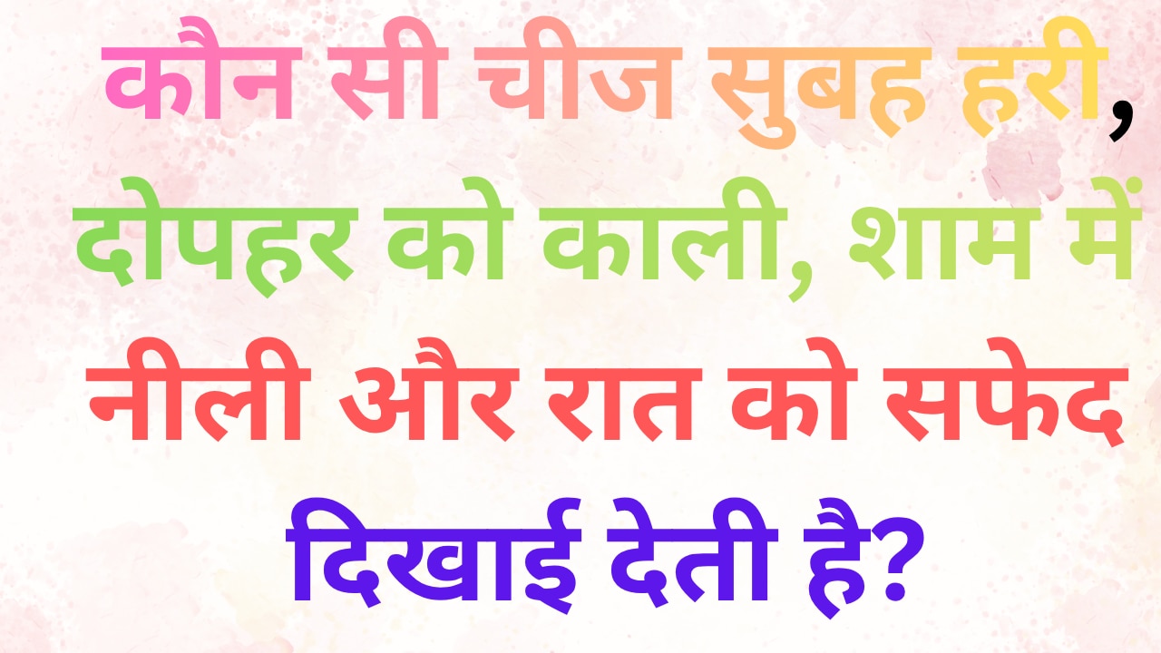 Gk Quiz: कौन सी चीज सुबह हरी, दोपहर को काली, शाम में नीली और रात को सफेद दिखाई देती है?