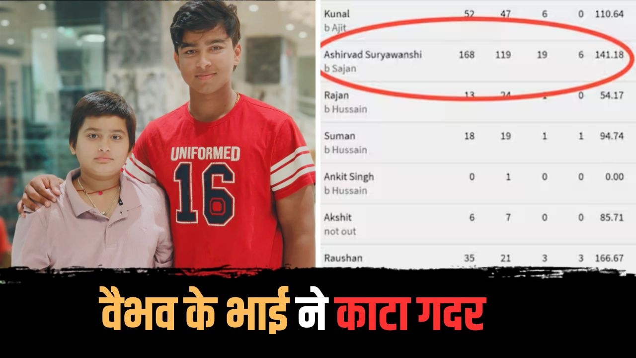 6 छक्के, 19 चौके और रनों का अंबार... वैभव के छोटे भाई ने फिर काटा गदर, लगातार दूसरा शतक
