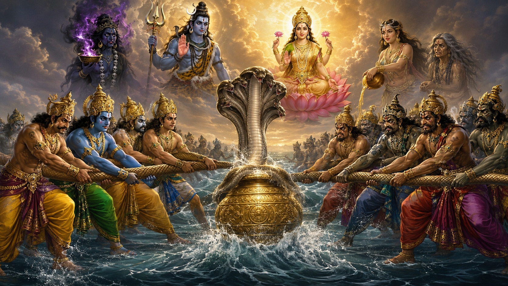समुद्र मंथन का सबसे बड़ा रहस्य! ये 3 रत्न बने विनाश का कारण, देवताओं ने भी नहीं लगाया हाथ.. समुद्र मंथन का सबसे बड़ा रहस्य! ये 3 रत्न बने विनाश का कारण, देवताओं ने भी नहीं लगाया हाथ..