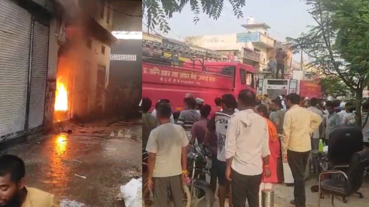 मेरठ: सरधना बिनौली रोड पर फर्नीचर शोरूम में भीषण आग, करोड़ों का नुकसान