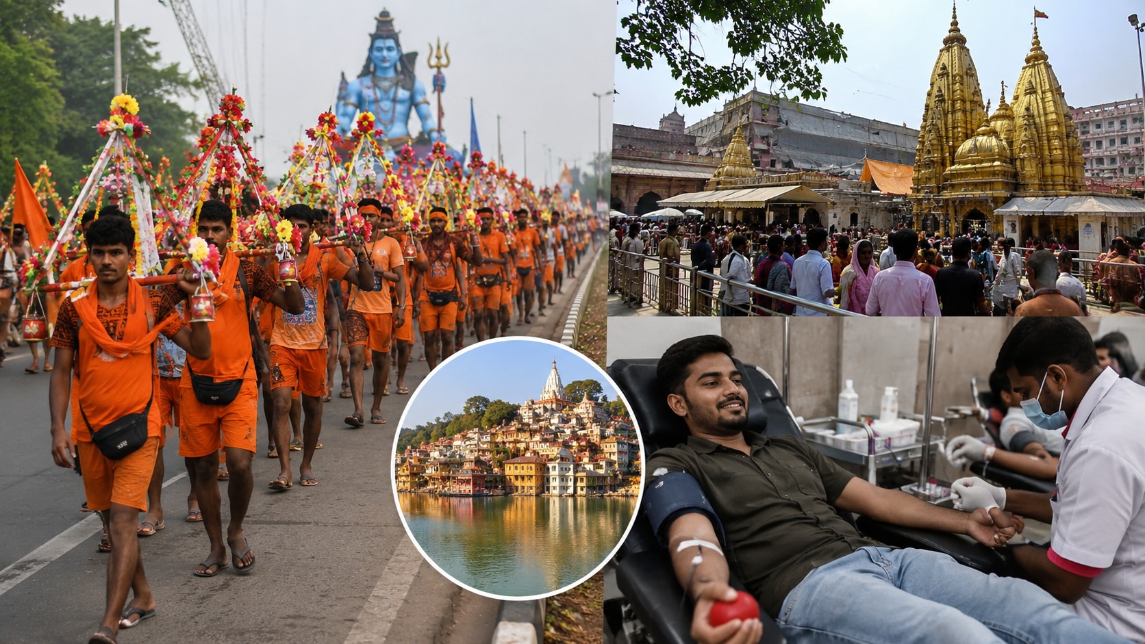 कांवड़ यात्रा को लेकर ट्रैफिक एडवाइजरी जारी, काशी विश्वनाथ में VIP दर्शन बंद; ओंकारेश्वर में ब्लड डोनेट करने पर मिलेगी ये सुविधा