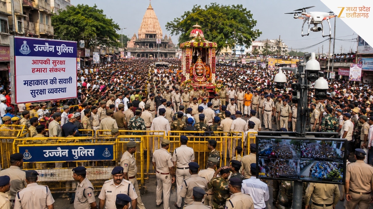 महाकाल की सवारी को लेकर उज्जैन में अलर्ट, 1600 पुलिसकर्मी तैनात, 250 CCTV-3 ड्रोन से निगरानी