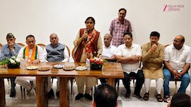 हांसी में जलभराव के बीच हुआ बीजेपी प्रदेश अध्यक्ष का जोरदार स्वागत