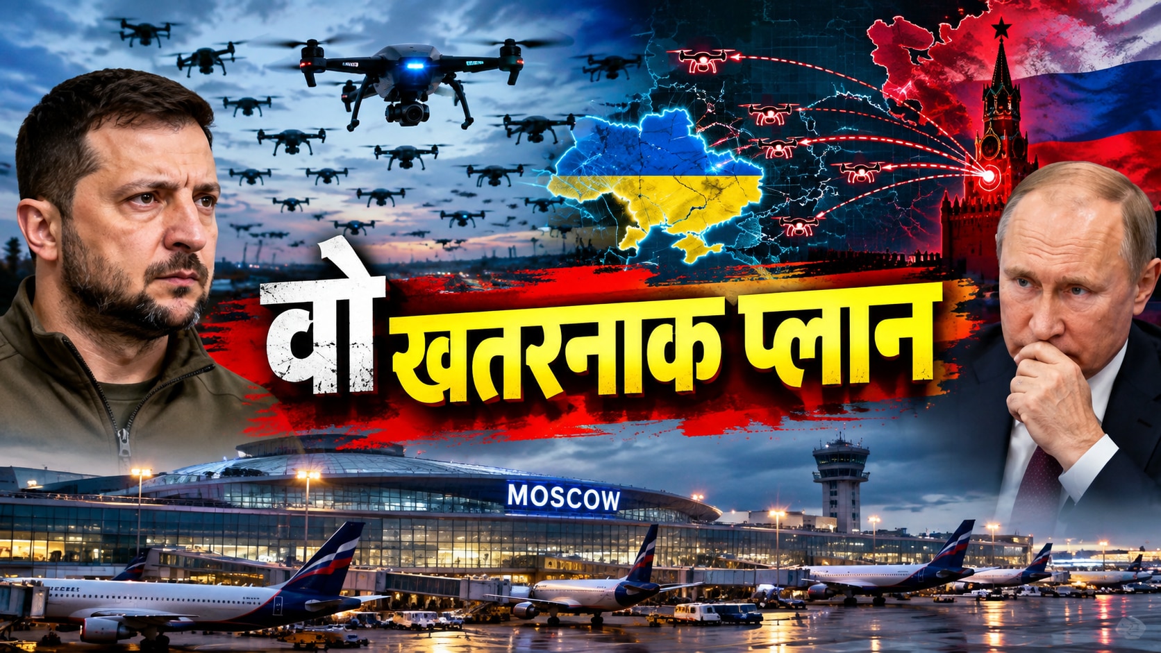 मॉस्को के एयरपोर्ट्स ठप करने का था सीक्रेट मास्टरप्लान! यूक्रेन के 1,000 AI ड्रोन्स की भनक से रूस में खलबली
