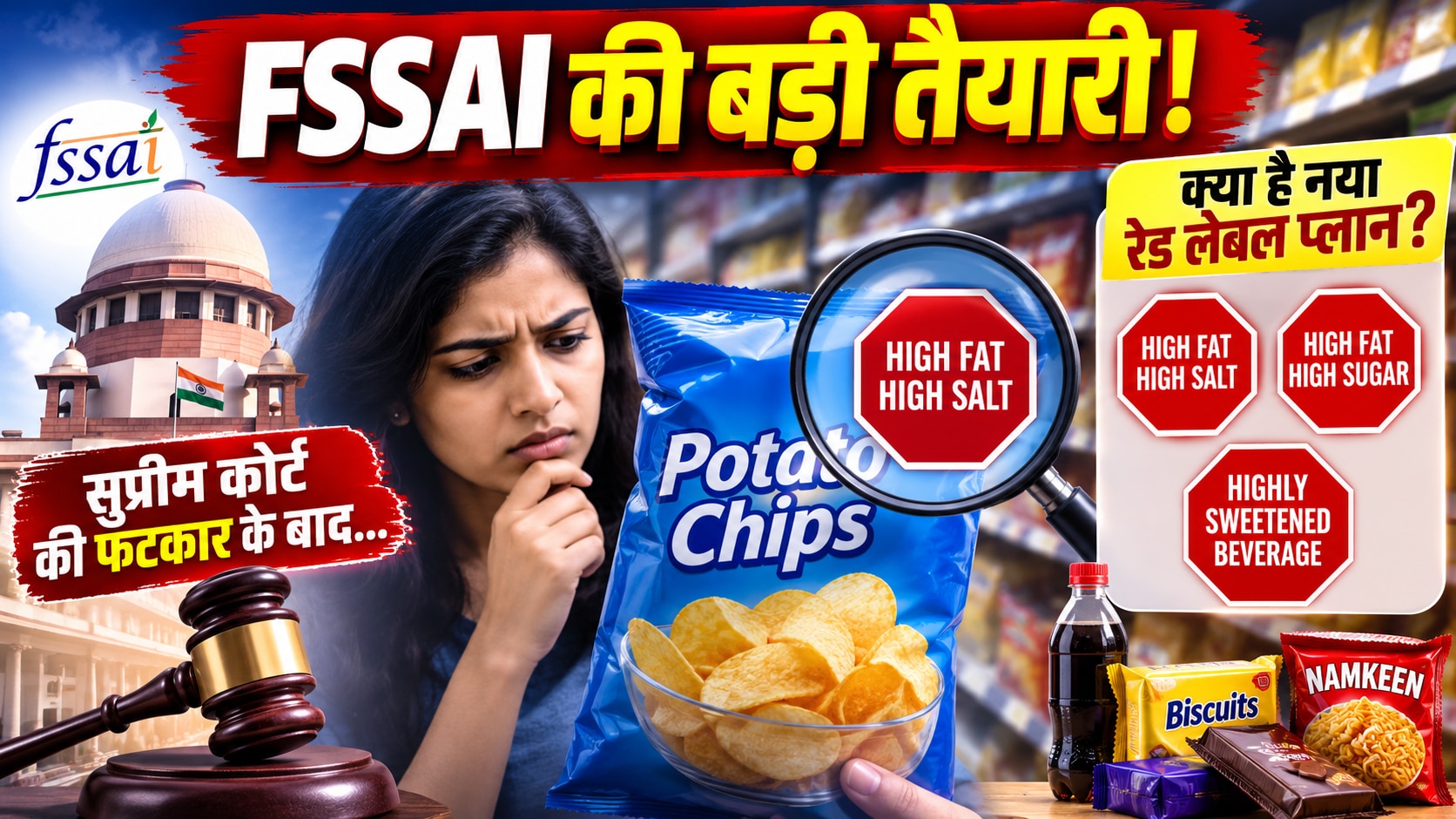 सुप्रीम कोर्ट की फटकार के बाद जागा FSSAI, पैक्ड फूड पर दिखेगी रेड वार्निंग; क्या है नया रेड लेबल प्लान?