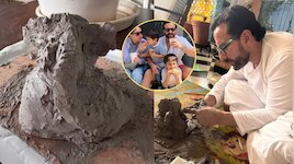 सैफ अली खान की क्रिएटिविटी ने जीता दिल, बेटे जेह ने भी बनाए मिट्टी के बप्पा