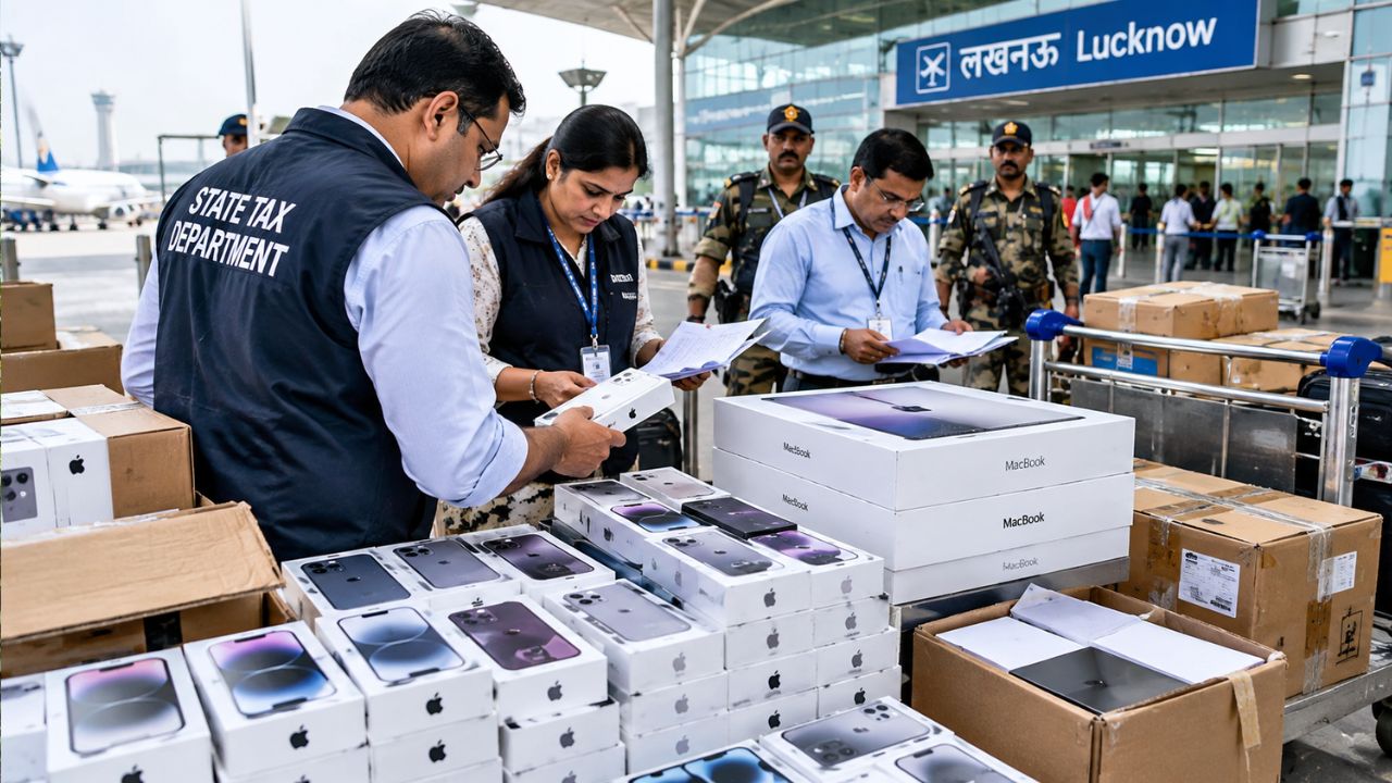Lucknow Airport 40 Lakh Iphone Macbook Seized State Tax Department 
