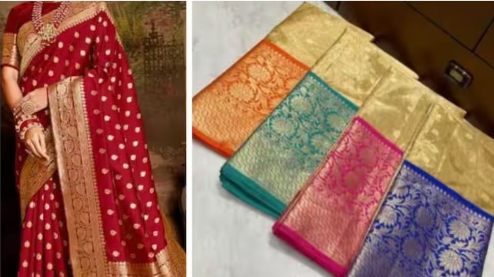 शादी के बाद ससुराल में पति के साथ पहला वेलेंटाइन डे मना रही हैं, तो पहनें बनारसी  साड़ी