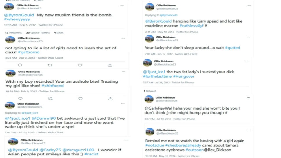 Due to these tweets Ollie Robinson got suspend from International