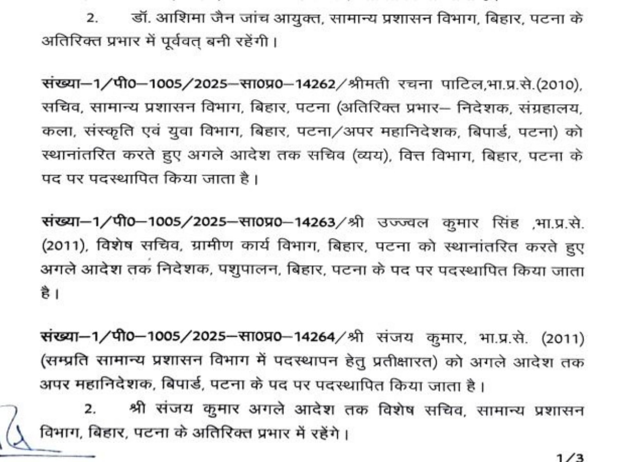List of IAS officers transferred in Bihar