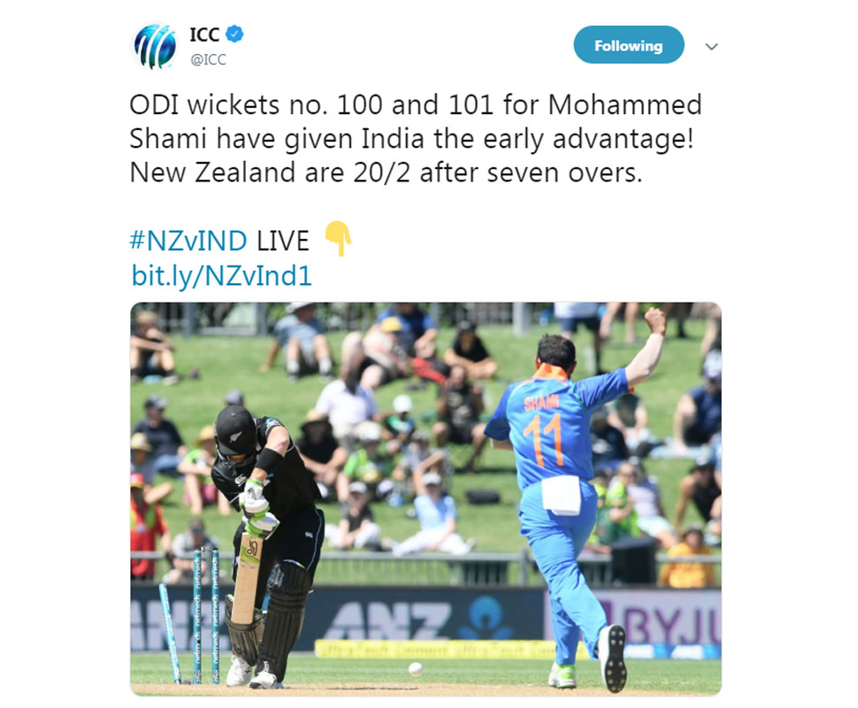 Shmai takes 100 th ODI Wicket