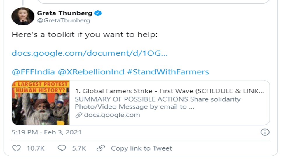 Greta Thunberg tweet