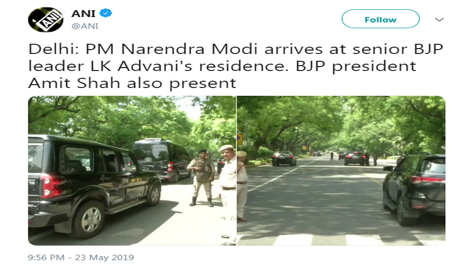 PM Narendra Modi and Amit Shah arrive at Lal Krishna Advani&#039;s house to meet Advani