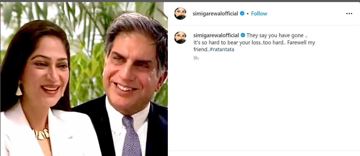 Simi Garewal is not believe death of Ratan Tata actress emotional psot ...