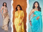 Fashion tips silk to tissue latest saree design of shilpa shetty for slim girls