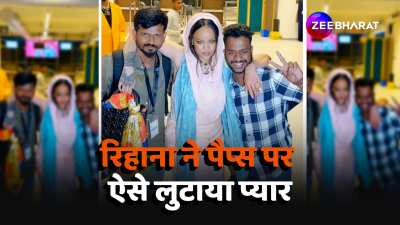rihanna click pictures with paparazzi at jamnagar airport video viral 