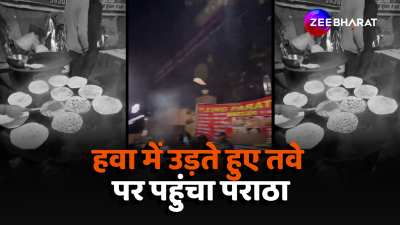 Flying paratha reached in shopkeeper style directly on the tawa food making video viral