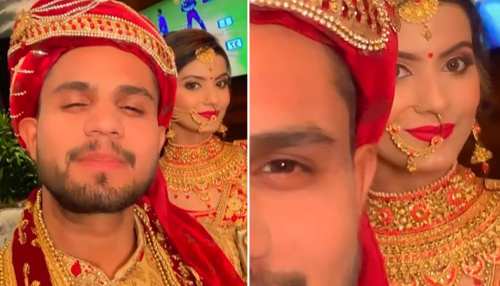 दूल्हे ने सरेआम सुनाई ऐसी शायरी, सुनकर शरमा गई दुल्हन; देखें Video दूल्हे ने सरेआम सुनाई ऐसी शायरी, सुनकर शरमा गई दुल्हन; देखें Video