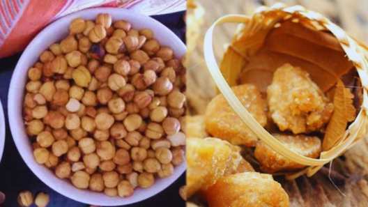eat these 2 foods in breakfast to get energy for the whole day chana gud ke fayde
