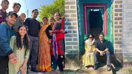 MS Dhoni visits his native village with his wife and friends after 20 years