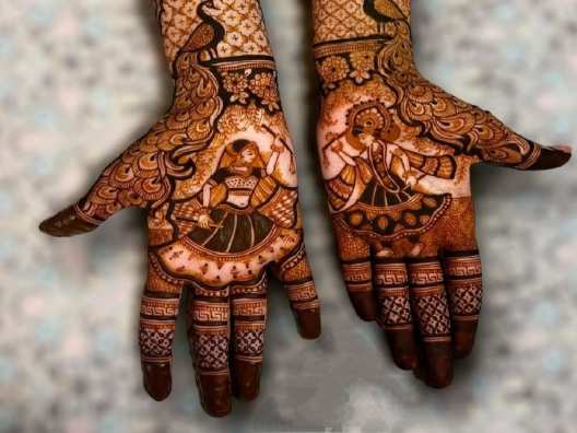 Janmashtami Mehndi Designs of radha krishna for ladies and girls