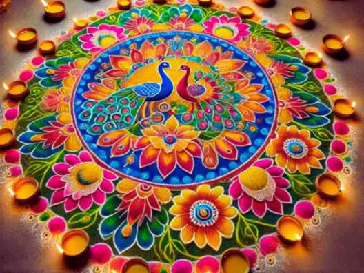 rangoli design for diwali 2024 Decoration tips Flower to peacock trending rangoli