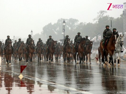 rainy republic day parade rehearsal indian army march kartavya path viral scenes