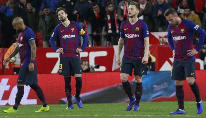 Copa del Rey: लियोनेल मेसी-लुईस सुआरेज की टीम क्वार्टर फाइनल में सेविला से हारी Copa del Rey: लियोनेल मेसी-लुईस सुआरेज की टीम क्वार्टर फाइनल में सेविला से हारी