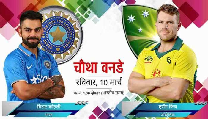 INDvsAUS: चौथे वनडे में सीरीज जीतने के इरादे से उतरेगा भारत, जानें कब-कहां देखें मैच INDvsAUS: चौथे वनडे में सीरीज जीतने के इरादे से उतरेगा भारत, जानें कब-कहां देखें मैच