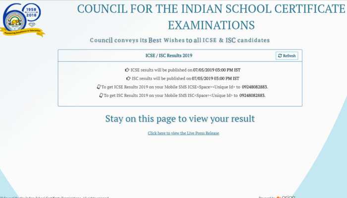 ICSE Results 2019: CISCE 10वीं और 12वीं का रिजल्ट घोषित, results.cisce.org पर करें चेक ICSE Results 2019: CISCE 10वीं और 12वीं का रिजल्ट घोषित, results.cisce.org पर करें चेक