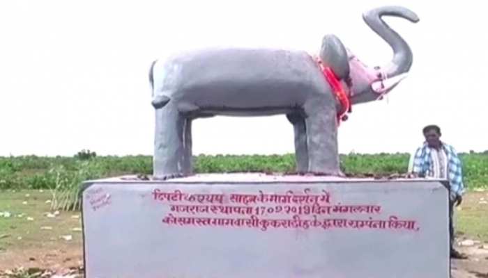 खेतों में खड़ी करवा दी हाथी की मूर्ति, फसलों को बचाने के लिए अपनाया अनोखा आइडिया खेतों में खड़ी करवा दी हाथी की मूर्ति, फसलों को बचाने के लिए अपनाया अनोखा आइडिया