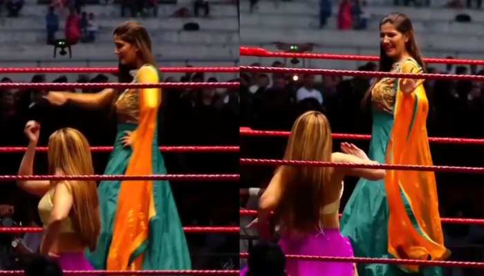 WWE के रिंग में उतरीं सपना चौधरी, धांसू डांस Video हुआ Viral WWE के रिंग में उतरीं सपना चौधरी, धांसू डांस Video हुआ Viral