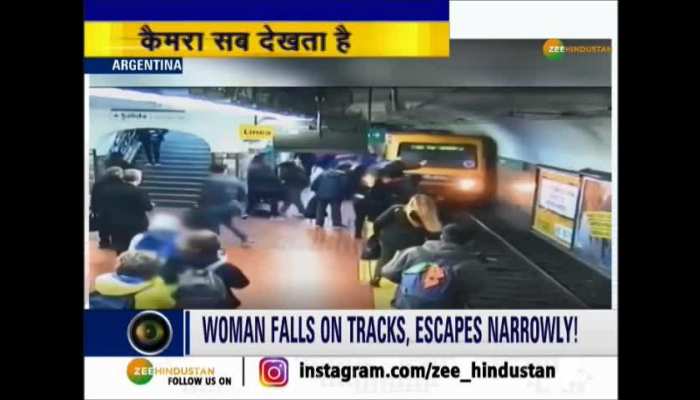 Viral Video: Argentina woman fell on railway track, people saved her life