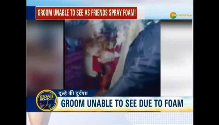 Viral: Friends spray foam on Groom