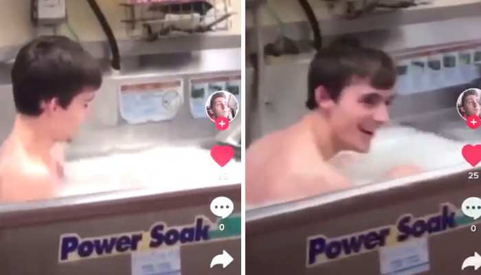 बर्तन धोने की सिंक में नहाता था रेस्टोरेंट कर्मचारी, VIDEO से खुला राज; ग्राहक भड़के बर्तन धोने की सिंक में नहाता था रेस्टोरेंट कर्मचारी, VIDEO से खुला राज; ग्राहक भड़के